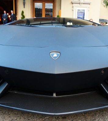 Close up of black Lamborghini